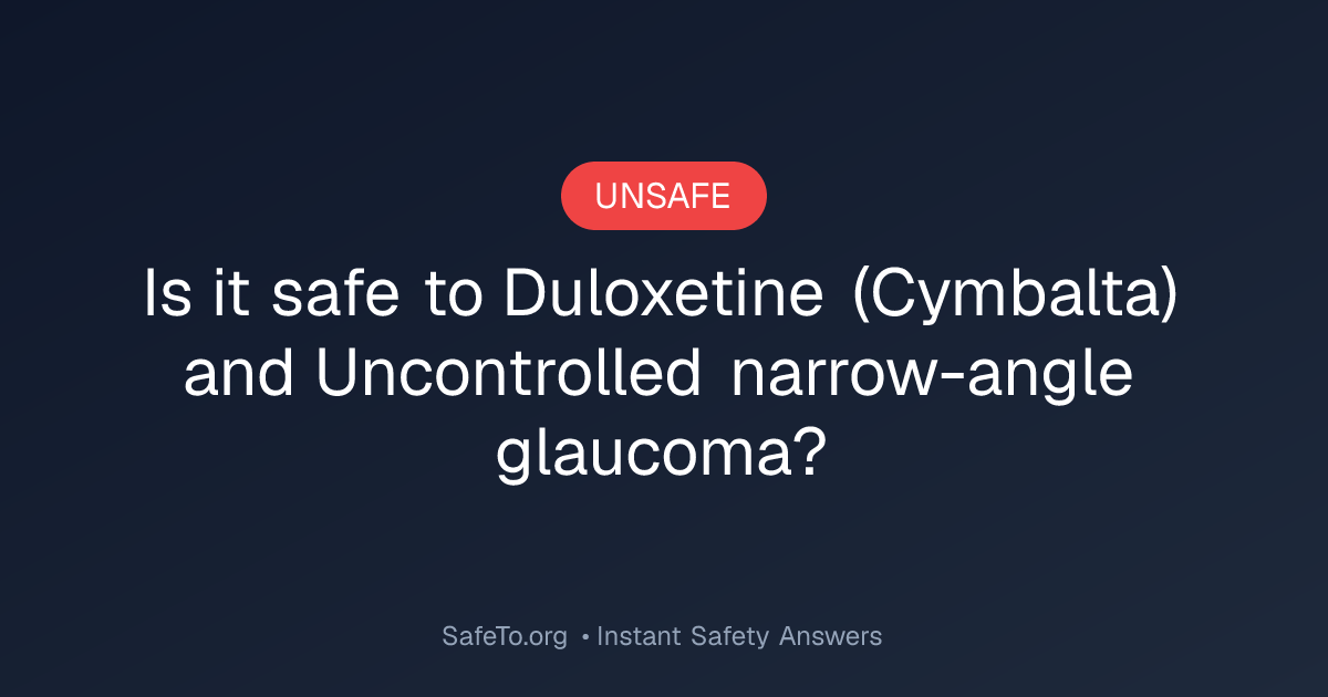 Duloxetine (Cymbalta) and Uncontrolled narrow-angle glaucoma ...
